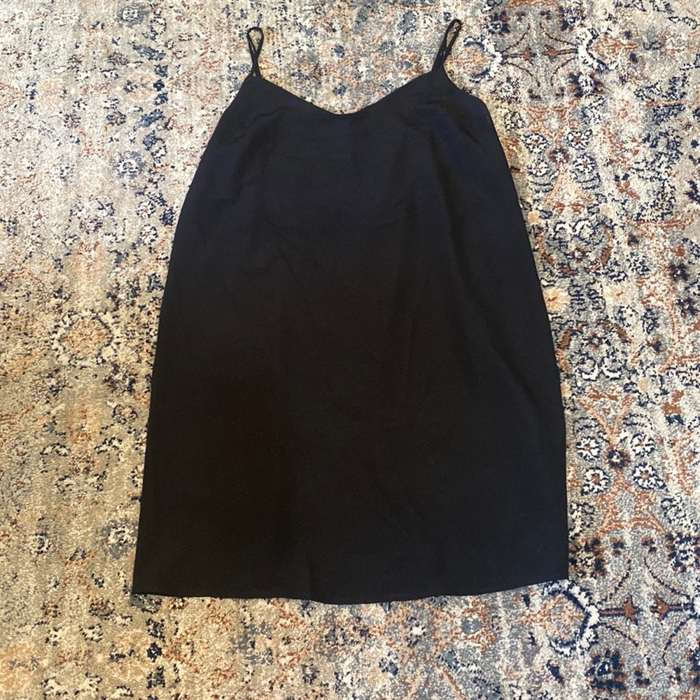 black slip dress